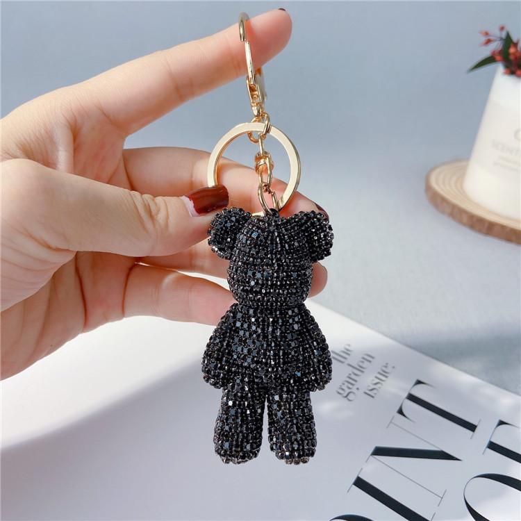 Creative Diamond Studded Teddy Bear Keychain, Japanese and Korean Cartoon Doll, Cute Internet Celebrity Car Keychaindiamond Bag