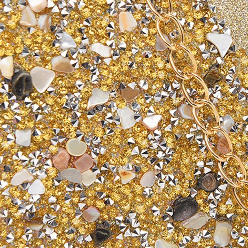 Borsa da sera da donna con strass intarsiati, texture di alta gamma, borsa a tracolla con catena per abito da sera
