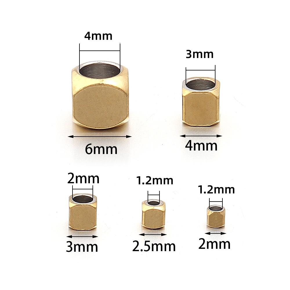 10-60pcs Stainless Steel Square Spacer Beads Round Corner Cube Beads DIY Bracelet Necklace Accessory For Jewelry Making Supplies