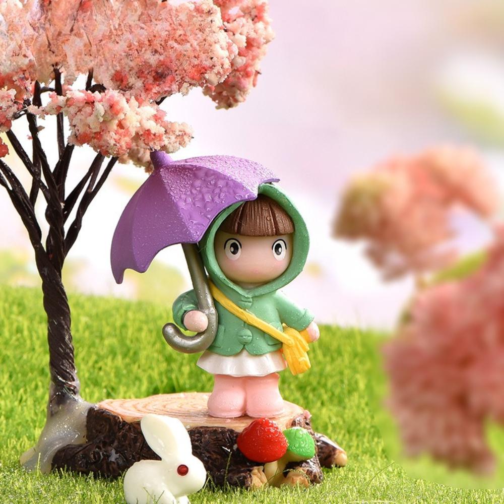 Cute 4Pcs Umbrella Couple Car Interior Decoration Action Figures Auto Rearview Mirror Dashboard Ornaments For Car Accessories