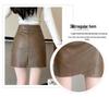 Women's A-Line Plus Size High Waist PU Leather Skirt – Korean Style, Irregular Hem, Anti-Exposure, Hip-Hugging for Autumn