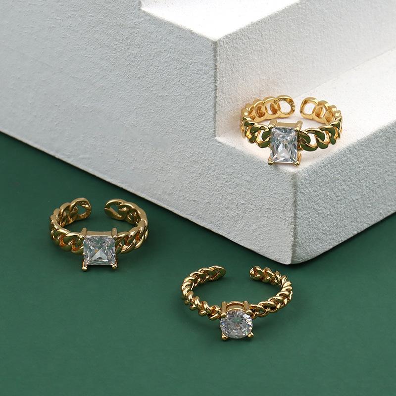 ANENJERY Rings for Women Men France Geometric Zircon Rings Accessories Jewelry Wedding Party