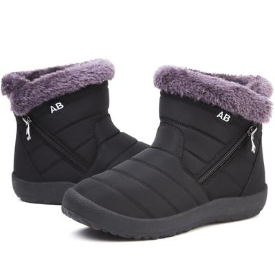 Maxome Snow Zippered Snow Winter Boots with Fleece Easy To Put On and Take Perfect for and Snow Women's Boots, Shoes, Lining, Warm, Lightweight,