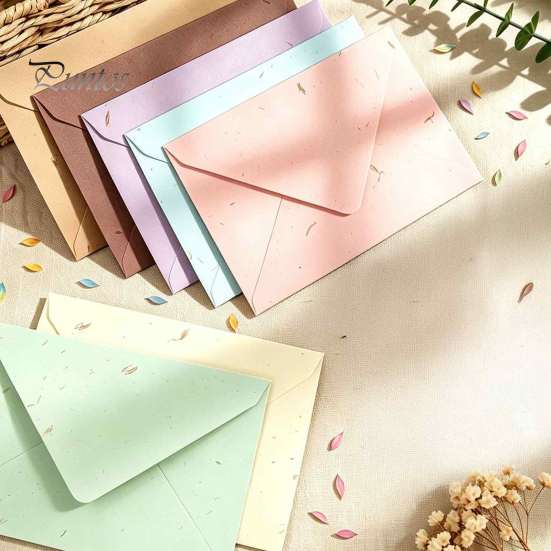 Premium Stationery for Literary Letters 10PCS Petal Art Envelopes, Real Floral Texture Design, Thick Paper Western Style Fresh Envelopes Thank
