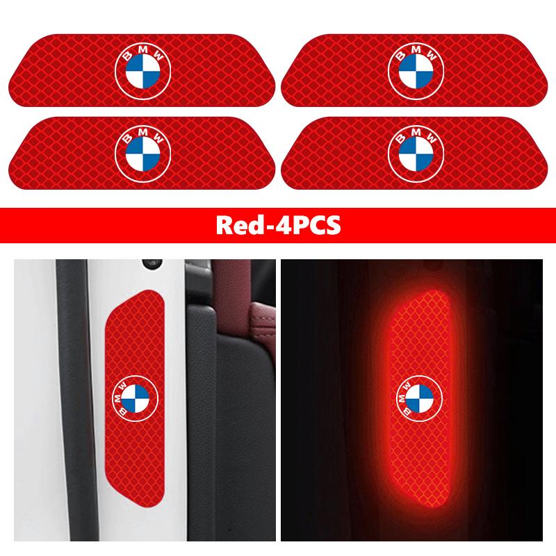 LXZR9 4pcs Car Door Reflective Strip Night Safety Warning Tape Stickers For BMW 1 3 5 7 Series M F01 F20 F10 F13 E52 E53 E60 E93