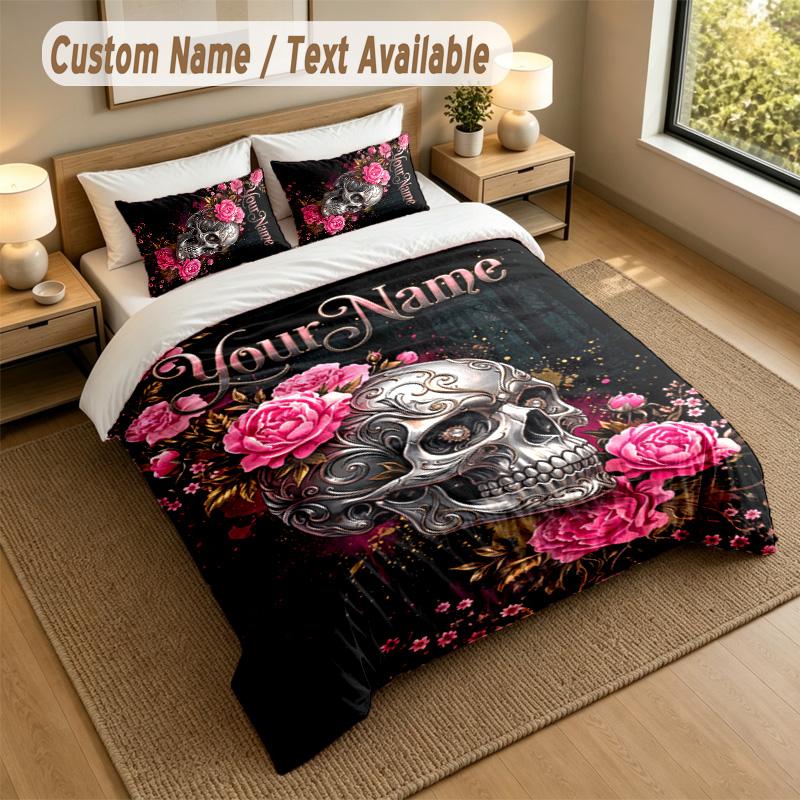 Decorative Artwork Theme Personalized 3Pcs Bedding Set Custom Text & Name 1 Sheet 2 Pillowcases Household Bedding 1pc