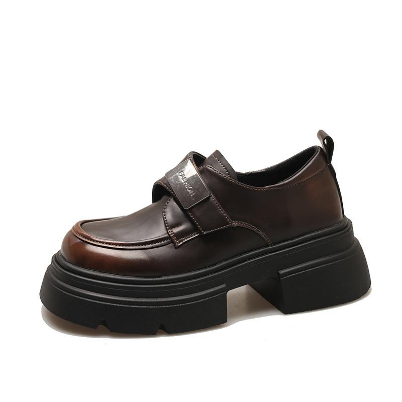 

Platform British style small leather shoes women s spring 2025 new Velcro loafers design fashion casual shoes 40