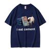Funny I Eat CeUnisext Cat Meme Weird Gen Z Graphic T Shirt Unisex WoUnisex Vintage Fashion Tshirts Casual Oversized Short Sleeve Tshirt