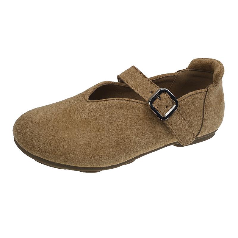 

Frosted Bocken Mary Jane single shoes women s 2025 autumn new flat-bottomed French round head lazy one-pedal muller shoes 40 хакі