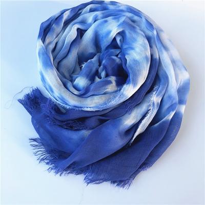 Modal Skjerf Tie-Dye Blåfarge Serie Temperamentsfullt Sjal Sommerutflukt Solskjerm Solkrem Strandhåndkle