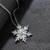 Women Frozen Snowflake Necklace Silver Plated Rhinestone Crystal Pendant Chain Christmas Gift