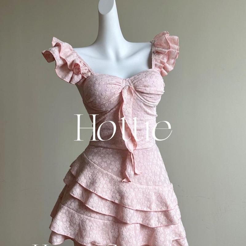 

Sweet sister must enter the cherry blossom powder dress-style conservative student swimsuit to cover the meat and show thinness, small breasts M розовый
