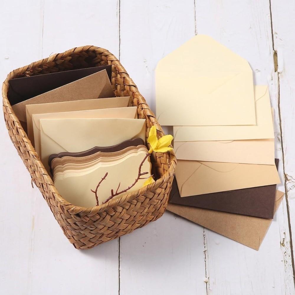50Pcs With Envelope Greeting Card Wave Edge Invitation Cards Envelope Mini Gift Card Party Use