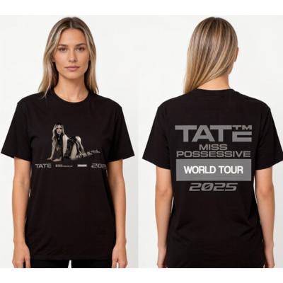 Tate McRae Miss Possessive 2025 Wereldtour T-shirt Unisex Dameskleding Katoen Korte Mouw T-shirts Zomer T-shirt Y2K Tops Fans Cadeau