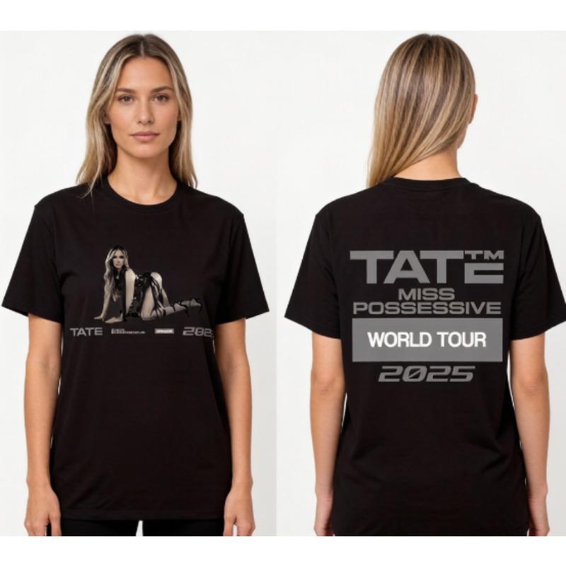 Tate McRae Miss Possessive 2025 Wereldtour T-shirt Unisex Dameskleding Katoen Korte Mouw T-shirts Zomer T-shirt Y2K Tops Fans Cadeau