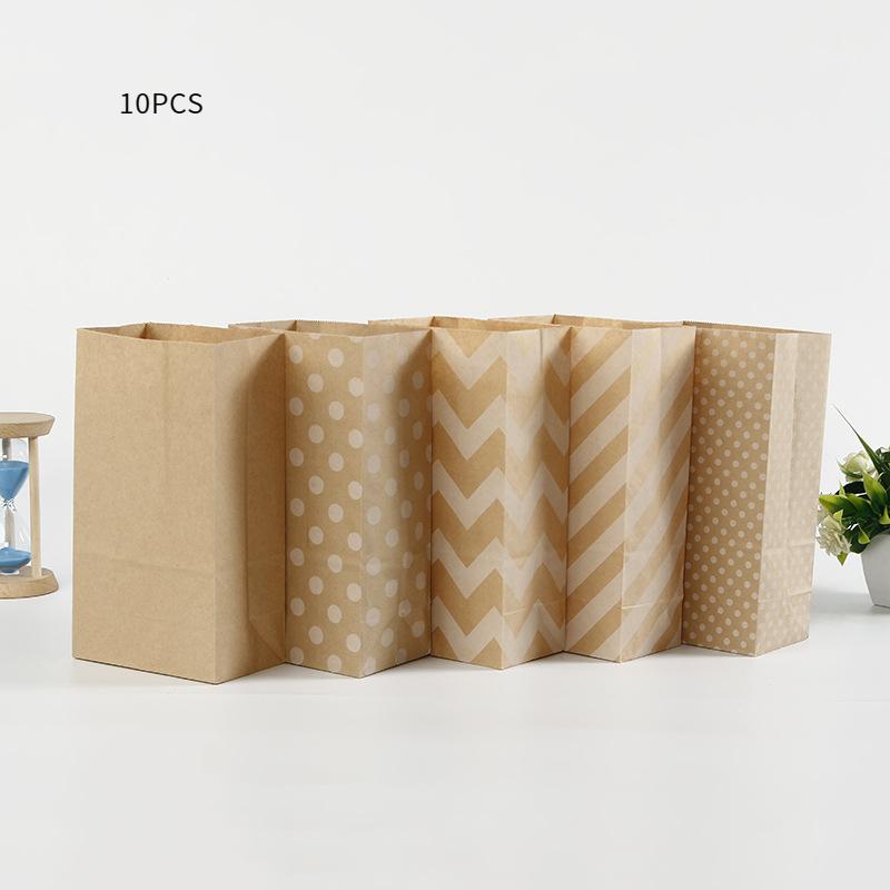 

10 шт. Крафт-бумажный пакет Креативный одноразовый пакет для печенья Пакет для конфет Упаковочный пакет Подарочный пакет из крафт-бумаги для вечеринки по случаю дня рождения