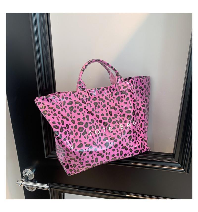 

Fashionable Leopard Print Tote Bag for Women - Large Capacity PU Handbag Trendy Designer Purse гарячі рожевого кольору