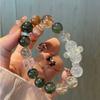Natural Green Rutilated Quartz Prehnite Beaded Bracelet Healing Crystal Jewelry Women
