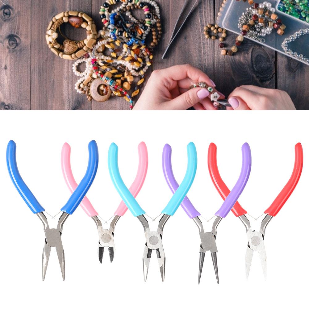 5pcs Mini Pliers Jewellery Making Pincers Flat Long Toothless Nose Clamp Wires Cutter Hand Tool