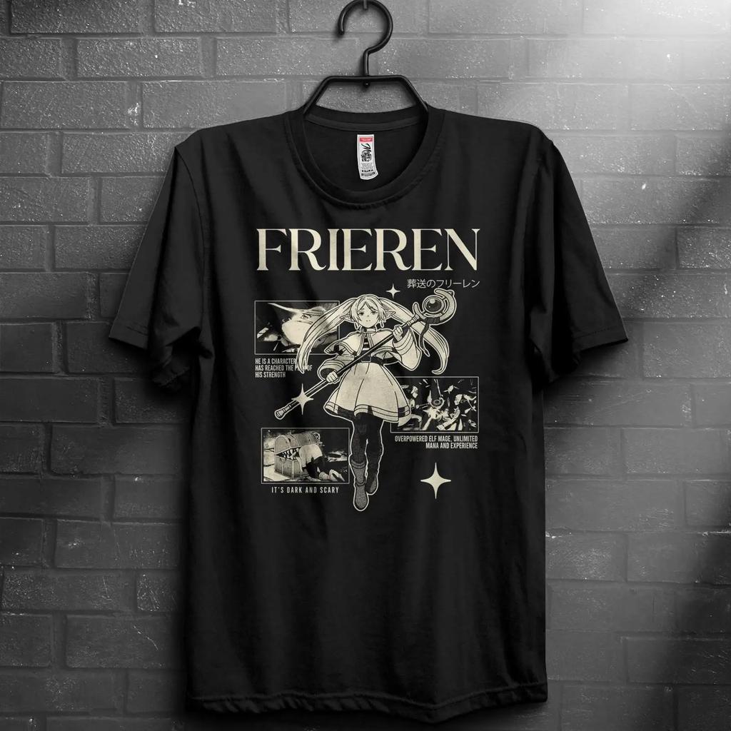 Frieren Anime T Shirt Sousou No Fantasy Mage Girl Japanese Streetwear Otaku Vintage Versatile Stretched Unisex