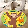 Curious George Chair Mat Round Rug-Office Carpet, Machine Washable, Non-slip, Suitable for Living Rooms, Bedrooms