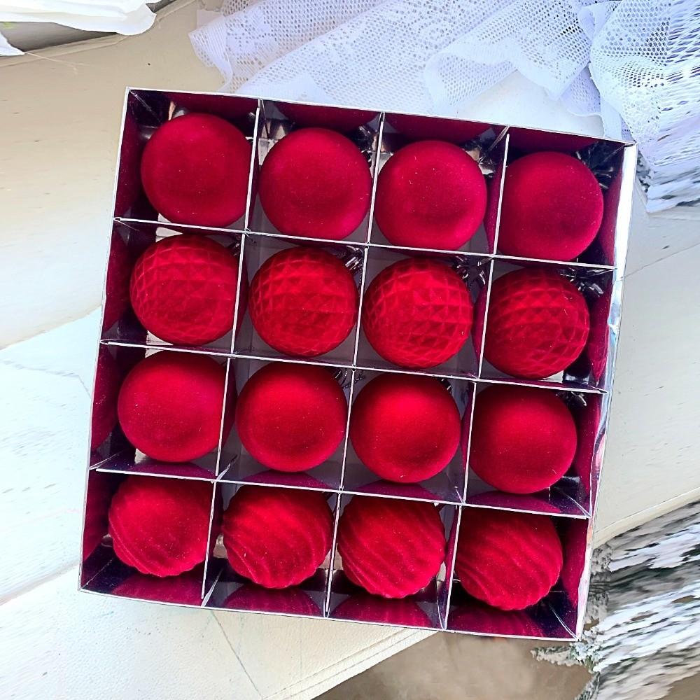 New 6cm Christmas Ball Set Xmas Baubles Flocking Xmas Tree Hanging Pendant Gift Ball Christmas Decorations Xmas Ornament Ball