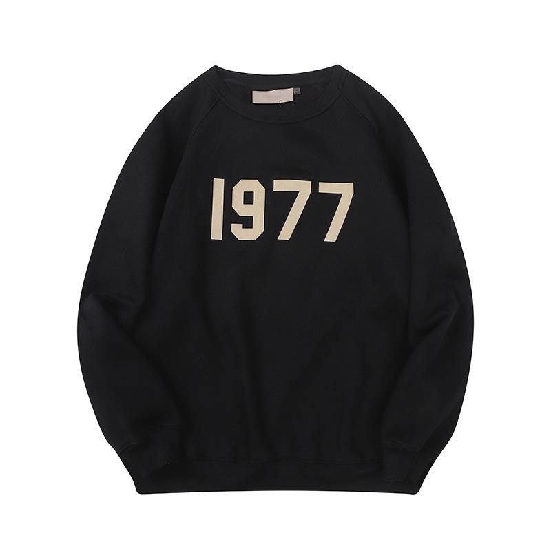 Three-dimensional flocking 1977 men's and women's American high street hoodie sweater trousers casual suit