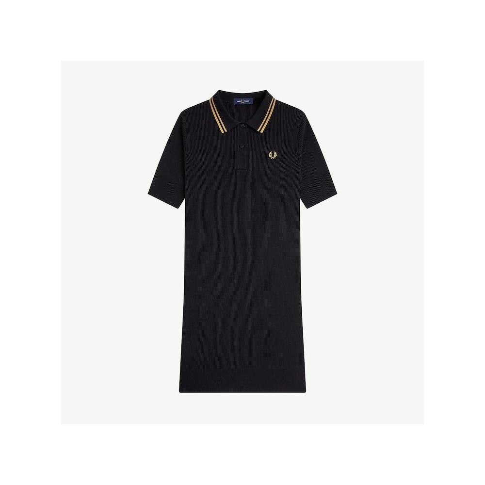 Fred Perry [womens] Rib Knit Shirt Dress   Black Afpf2438175 102 qzgAfpf2438175 102