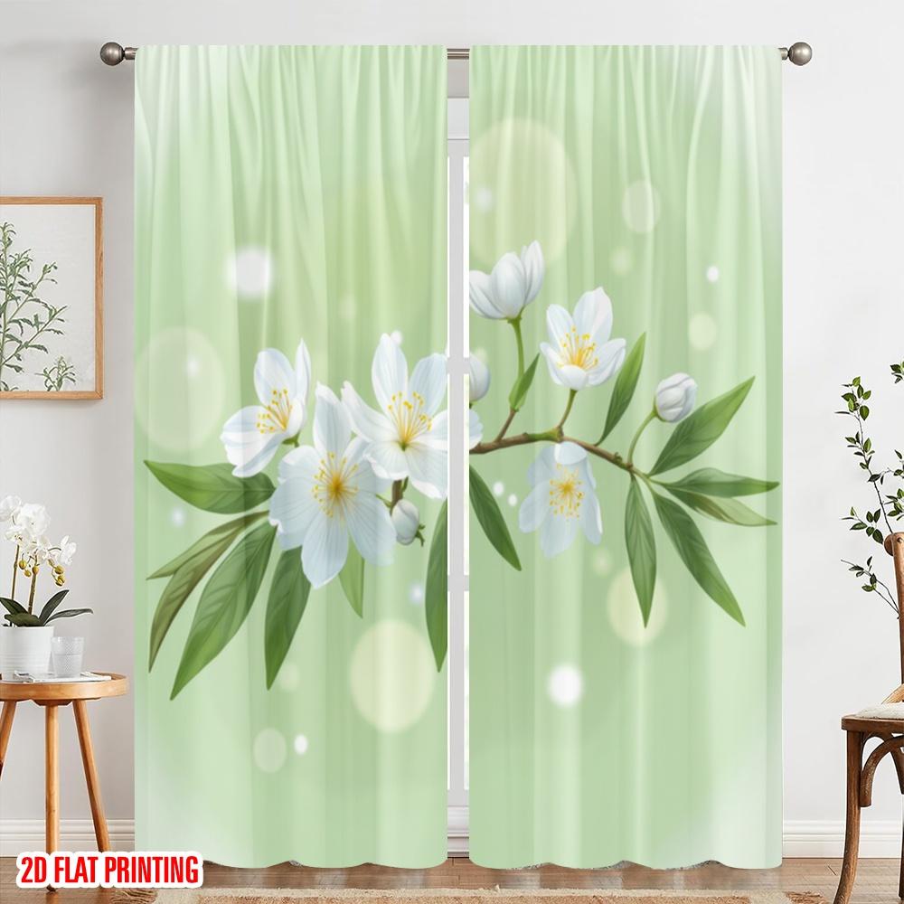 2pcs,2D Plane Printing Print Curtains Blossom Breeze Versatile Fabric (without Rod) Versatile All for Bedroom & Living Room,