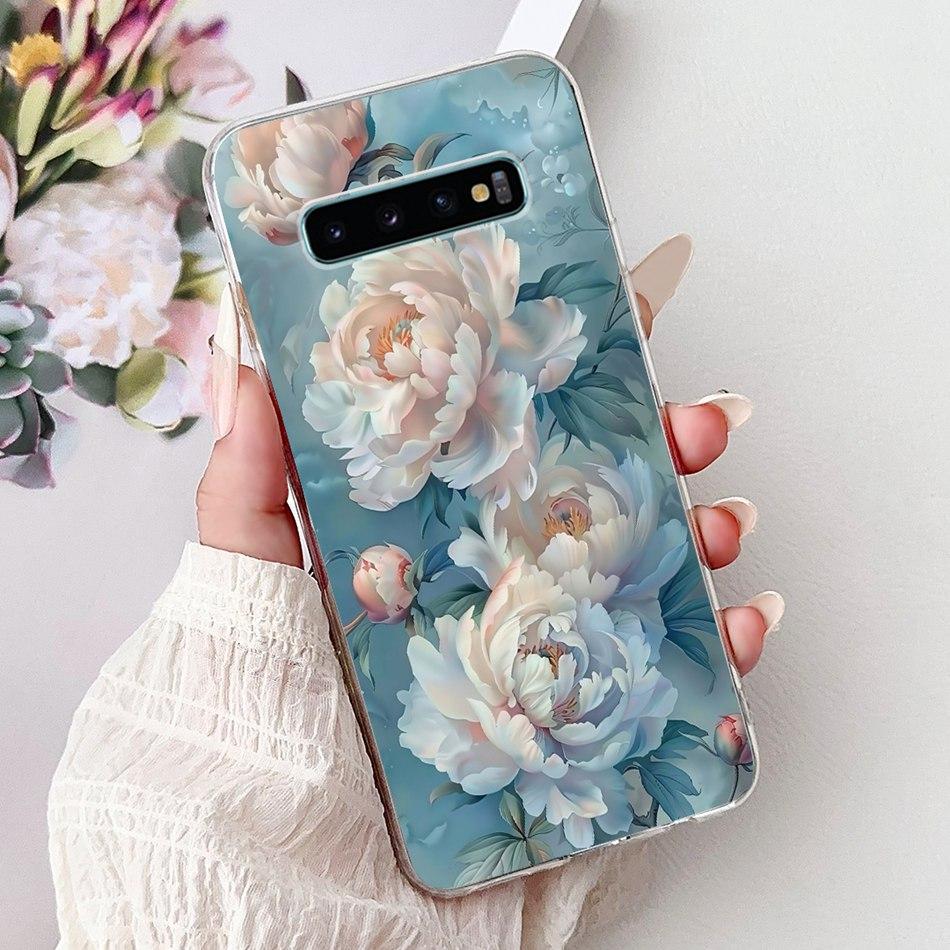 Per Samsung Galaxy S10+ S10 S10e Elegante Custodia per Telefono con Motivo Floreale e Farfalle Per Samsung S10e S10 Plus S 10 4G Custodie Morbide in Silicone TPU