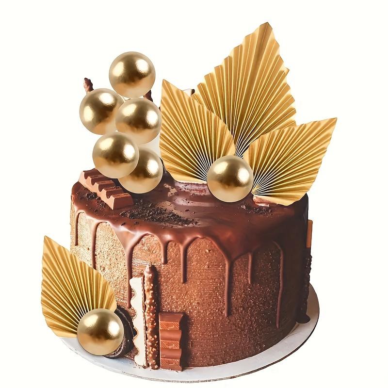 28PCS Golden Palm Leaves Cake Decorations  Palm Leaf Insert Cake Decoration for Wedding Birthday Party Supplies