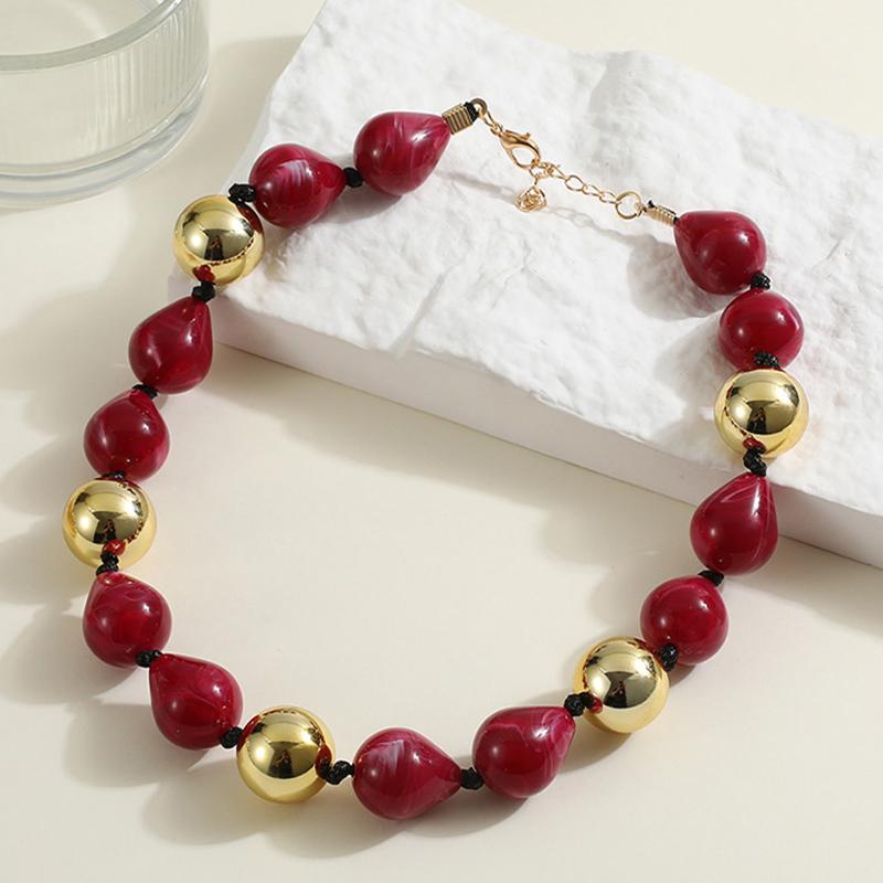 Elegantní náhrdelník s korálky ve tvaru kapky pro ženy Módní choker náhrdelníky Punk Hip-hop Pryskyřičné Akrylové Obojky Šperky