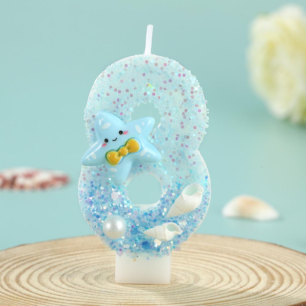 Handmade Cute Cartoon Starfish Number Birthday Party Candles