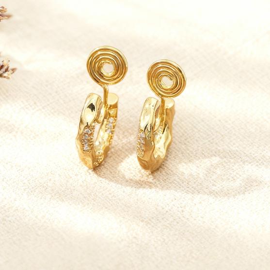 Elegant Zirconia Rhinestone Circle Earrings for Women - Simple Luxury Ear Clip Design