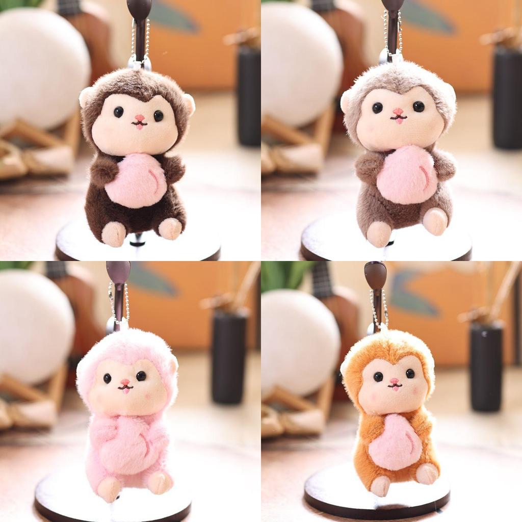Niedlicher Affen-Plüsch-Schlüsselanhänger aus weichem Kurzplüsch für Taschen und Schlüssel
