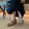 Sheepskin version! Retro Mary Jane shoes niche square head shallow ** fork belt heightened thick sole versatile commuter shoes