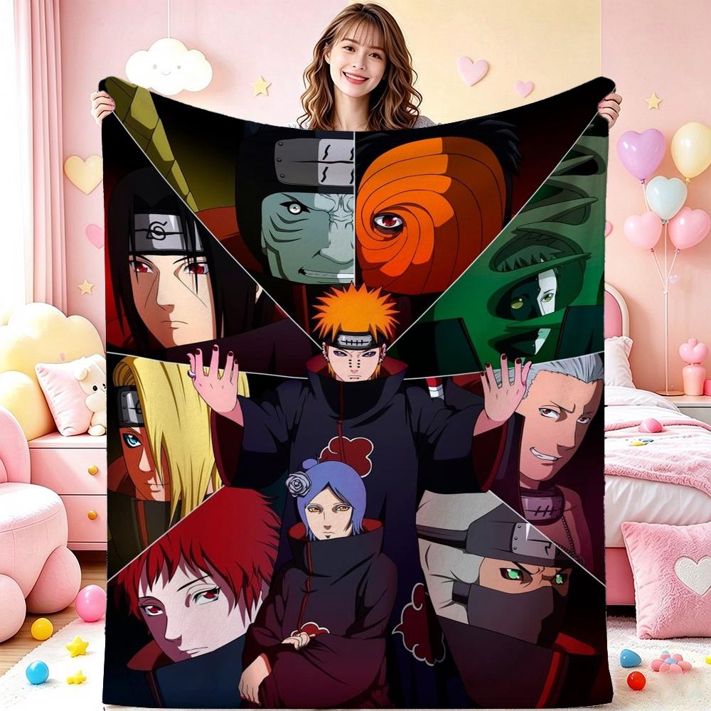 Naruto'S Akatsuki Members Theme Cute Flannel Blanket Machine Washable Fleece Blanket For Living Room Sofa Balcony Home Decor New Year Gift