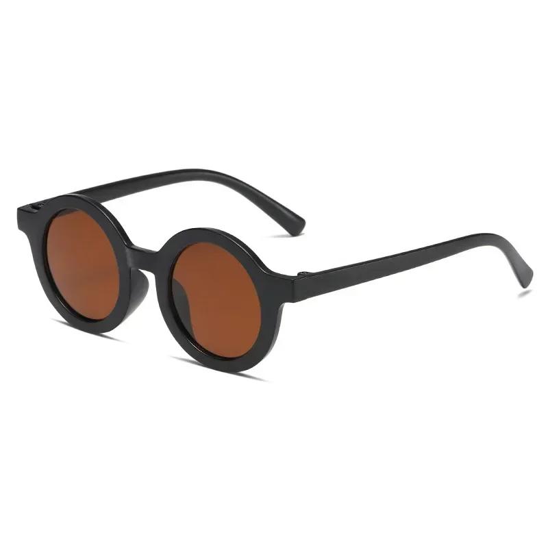 New Vintage Kids Sunglasses Frosted Round UV400 Protection Baby Girls Acrylic Fashion Glasses Outdoor Sun Safe