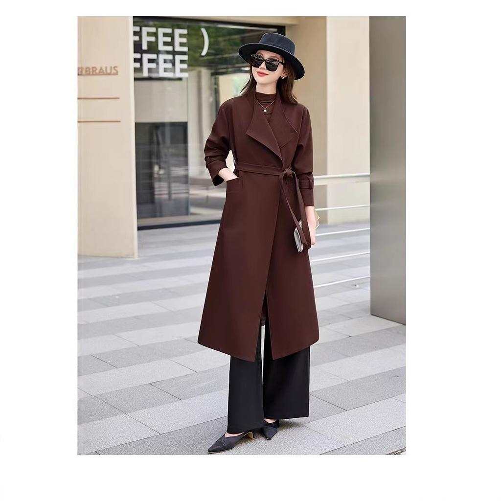 Dlouhý kabát do větrovky pro ženy, jarní a podzimní nový styl, letos oblíbený temperamentní a elegantní kabát