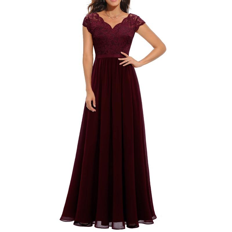 Color code new European and American hot-selling dresses lace splicing long waist noble dress dresses