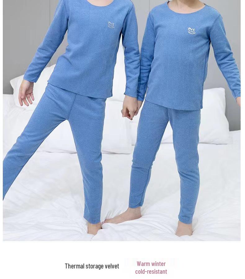 Children's Fleece-Lined Double-Sided Warm Underwear Set