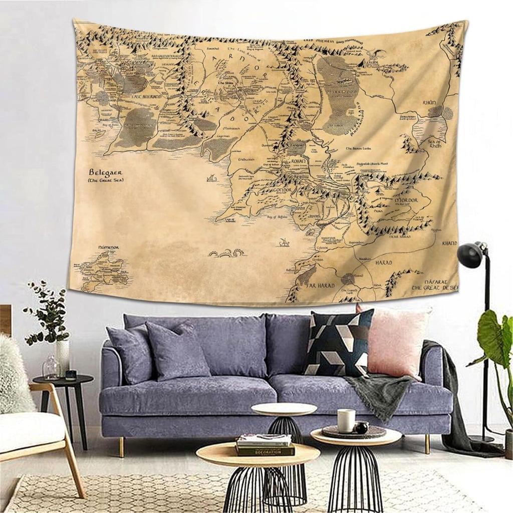 Middle Retro Earth Map Tapestry Wall Hanging Decorative Wall Tapestries Wall Art Decoration Tapestries Home Decor For Dormitory