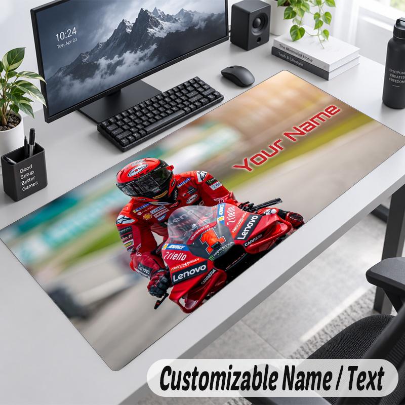 Francesco Bagnaia Personalized Large Mouse Pad Custom Name Text Extended Desk Mat Gaming Mousepad