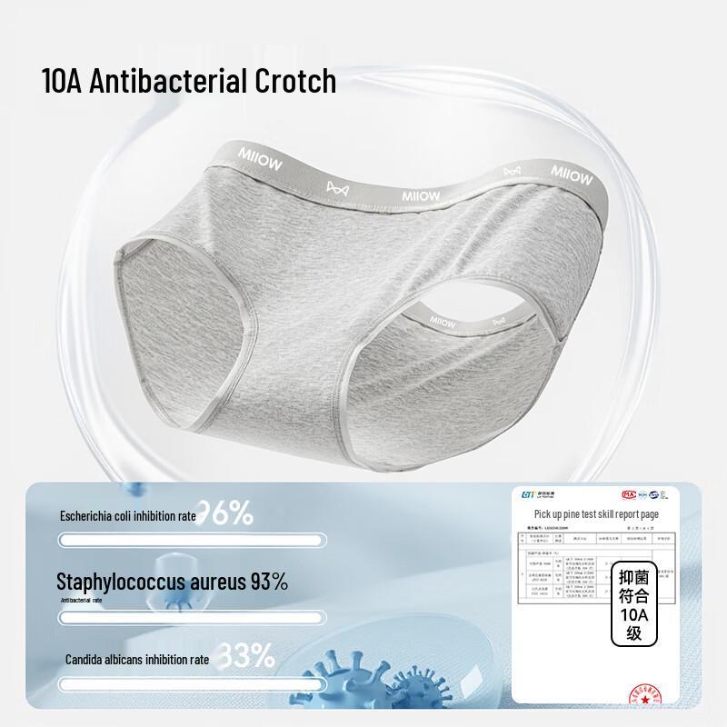 Mao Ren Women's Class A Pure Cotton Antibacterial Boxer Briefs 3-Pack