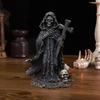 Grim Reaper Statue Halloween Black Horror Robe Sculpture Gothic Resin Santa Muerte Figurine for Halloween Indoor Bookshelf Desk Decor