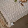 1pc Rustic Crochet Lace Tablecloth with Tassels – Elegant Diamond Plaid Design, Cream Floral Patterns, Perfect for Weddings, Family Banquets
