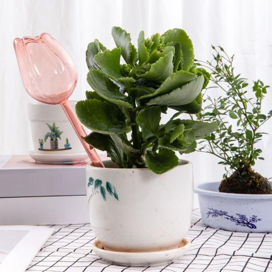 4 Pcs Tulip Self Watering Globes Planter Insert Automatic Watering Bulbs Reusable Plant Watering Spikes for Various Potted Plants