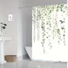 VIKAMA Nordic Fresh Green Leaf Shower Curtain Waterproof, Mould-Resistant Shower Curtain Light-Blocking Curtain Bathroom Decor
