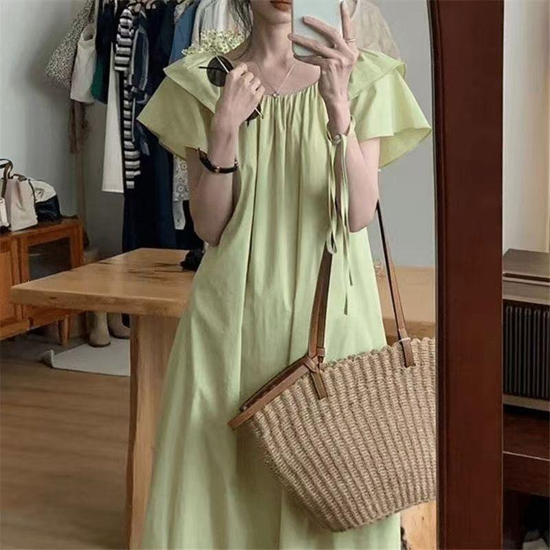 French loose dress Korean small flying sleeve dress women's summer new French temperament thin cover meat