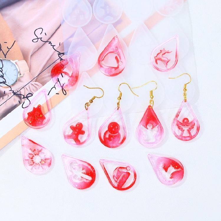 Set of 4 Christmas Inspires Earring Epoxy Mold Customized Earring Pendant Mold for Craft Enthusiasts Jewelry Making Tool